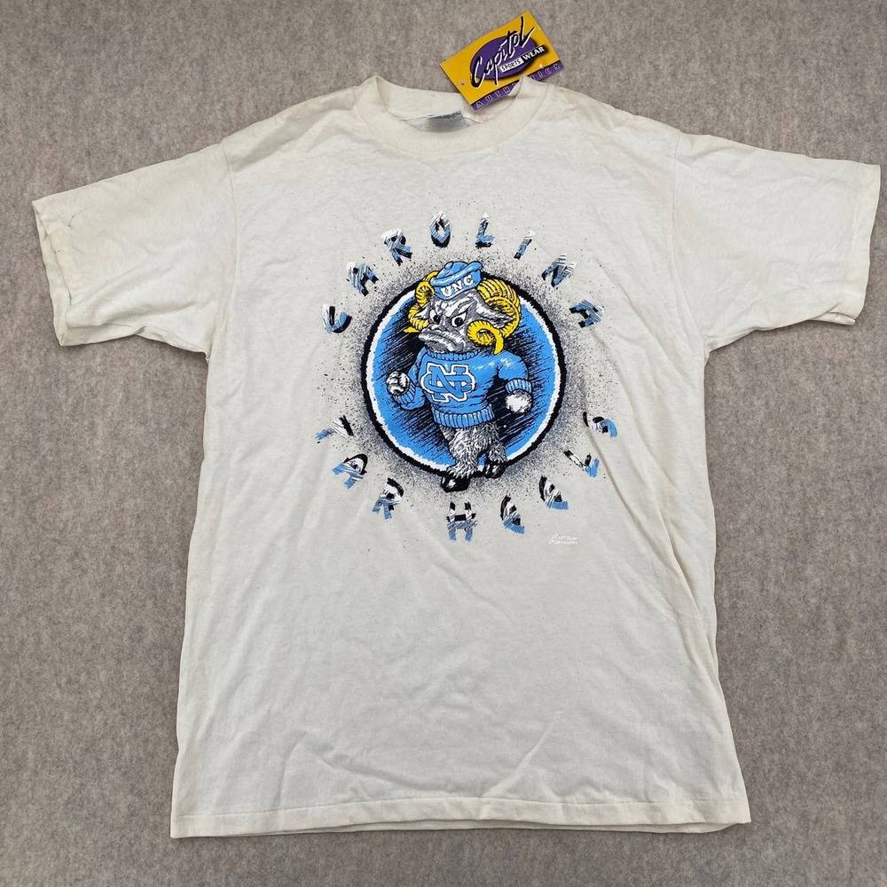 Vintage Capitol Graphics UNC Tar Heels Rameses T-Shirt XL White Single Stitch
